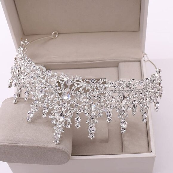 Silver Wedding Crystal Tiaras and Crowns for Women Royal Queen Headband main image 4